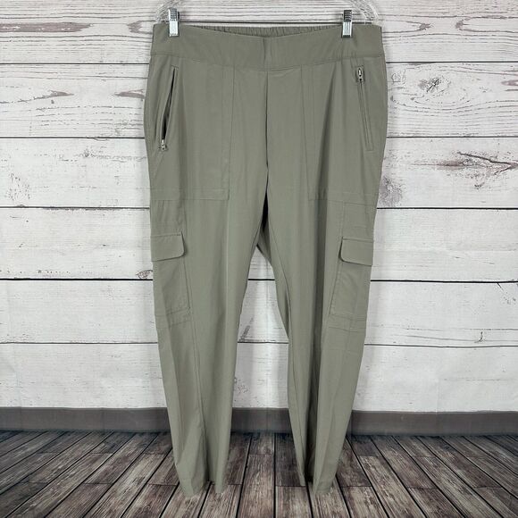 Athleta Pants womens 16 Beige Chelsea Cargo Pull on Stretch Light Weight - Picture 1 of 15